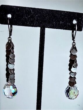 Swarovski Balloon Crystal Drop  Dangle Earrings / Sterling pedals